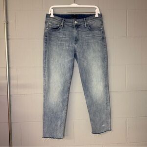 MOTHER The Dropout Jeans in Clear As Day Women’s Sz 27 Raw Hem Light Wash Cotton